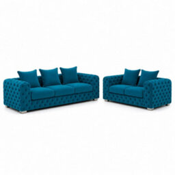 Stratus Interiors Ashley Teal Blue Chesterfield Scatter Back Sofa Collection With Sophisticated Charm-Set - thumbnail 4