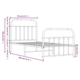 Berkfield Metal Bed Frame With Headboard And Footboard Black 90X190 Cm - thumbnail 9
