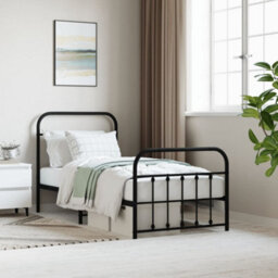 Berkfield Metal Bed Frame With Headboard And Footboard Black 90X190 Cm - thumbnail 1