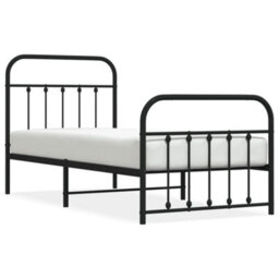 Berkfield Metal Bed Frame With Headboard And Footboard Black 90X190 Cm - thumbnail 2
