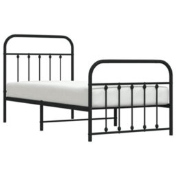 Berkfield Metal Bed Frame With Headboard And Footboard Black 90X190 Cm - thumbnail 3