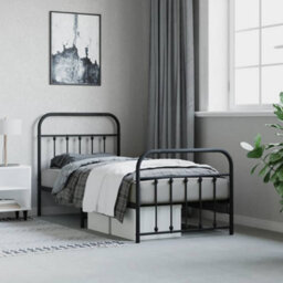 Berkfield Metal Bed Frame With Headboard And Footboard Black 90X190 Cm - thumbnail 4