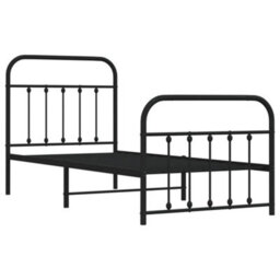 Berkfield Metal Bed Frame With Headboard And Footboard Black 90X190 Cm - thumbnail 5
