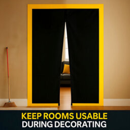 SolaDirect 2 X Dust Door With Zip 110 X 220 Cm - Dust-Barrier Doorway Curtain - Double-Sided Zip - Tape-Mount - Trim To Fit - Reusable Fabric - thumbnail 6