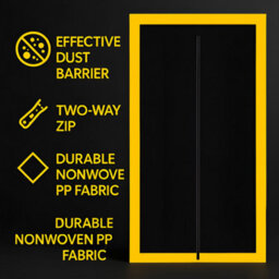 SolaDirect 2 X Dust Door With Zip 110 X 220 Cm - Dust-Barrier Doorway Curtain - Double-Sided Zip - Tape-Mount - Trim To Fit - Reusable Fabric - thumbnail 7