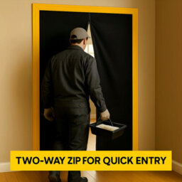 SolaDirect 2 X Dust Door With Zip 110 X 220 Cm - Dust-Barrier Doorway Curtain - Double-Sided Zip - Tape-Mount - Trim To Fit - Reusable Fabric - thumbnail 5