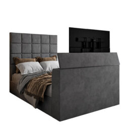 Luther Upholstered  Grey Tv Bed Frame - thumbnail 4