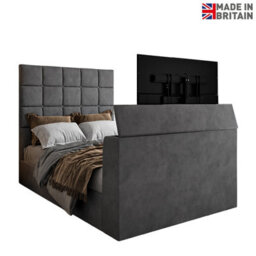 Luther Upholstered  Grey Tv Bed Frame - thumbnail 5