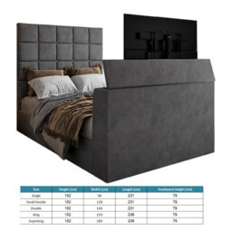 Luther Upholstered  Grey Tv Bed Frame - thumbnail 6
