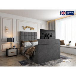 Luther Upholstered  Grey Tv Bed Frame - thumbnail 7