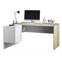 Amos Mann Furniture Mensa White And Oak Large Corner Desk With Drawers - thumbnail 2