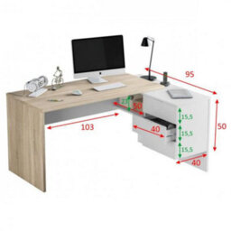 Amos Mann Furniture Mensa White And Oak Large Corner Desk With Drawers - thumbnail 3