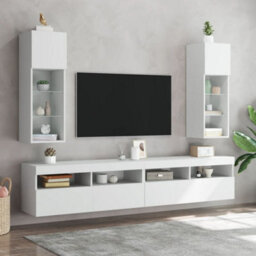 Berkfield Durable Tv Cabinet With Led Lights White 30.5X30X90 Cm - thumbnail 3
