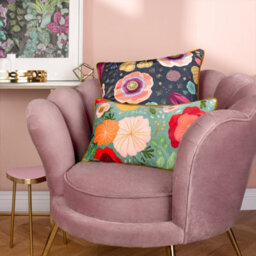 Kate Merritt Bright Blooms Floral Velvet Piped Feather Filled Cushion - thumbnail 4