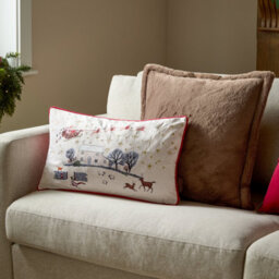 Furn. Cotswold Christmas Embroidered Velvet Polyester Filled Cushion - thumbnail 6