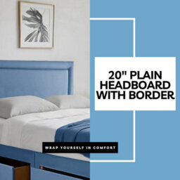 Blue Plush 5Ft King Size Bed With Matttress  2 Storage Drawers And 20 Inch Plain Borderd Headboard - thumbnail 3