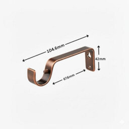2X Copper Colour Heavy Duty Metal Curtain Pole Brackets 19mm Wall Support By Homeelabador - thumbnail 2