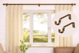 2X Copper Colour Heavy Duty Metal Curtain Pole Brackets 19mm Wall Support By Homeelabador - thumbnail 6