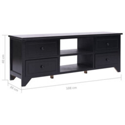 Berkfield Tv Cabinet Black 108X30X40 Cm Solid Paulownia Wood - thumbnail 8