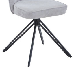 Core Products Aspen Pair Of Light Grey Cord Swivel Dining Chairs - Upholstered Seat With Black Metal Legs - thumbnail 6