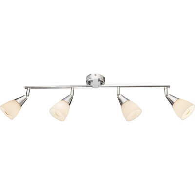 Luminosa Lighting Luminosa Tadeus Ceiling Spotlight Bar Chrome Opal Glass Shade 4X E14 - image 1