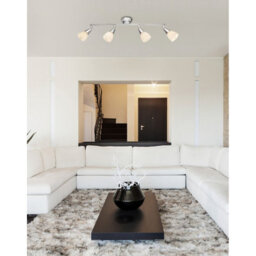 Luminosa Lighting Luminosa Tadeus Ceiling Spotlight Bar Chrome Opal Glass Shade 4X E14 - thumbnail 3