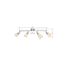 Luminosa Lighting Luminosa Tadeus Ceiling Spotlight Bar Chrome Opal Glass Shade 4X E14 - thumbnail 4