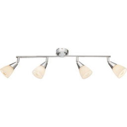 Luminosa Lighting Luminosa Tadeus Ceiling Spotlight Bar Chrome Opal Glass Shade 4X E14 - thumbnail 1