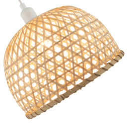Happy Homewares Hand Strapped Natural Bamboo Pendant Lighting Shade With Bell Shape - thumbnail 3