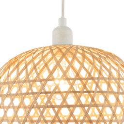 Happy Homewares Hand Strapped Natural Bamboo Pendant Lighting Shade With Bell Shape - thumbnail 5