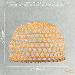 Happy Homewares Hand Strapped Natural Bamboo Pendant Lighting Shade With Bell Shape - thumbnail 6