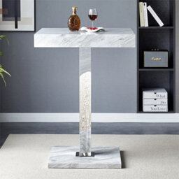 Furniture in Fashion Topaz High Gloss Bar Table Square In Magnesia Marble Effect - thumbnail 2