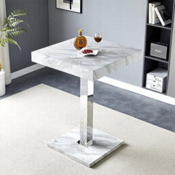 Furniture in Fashion Topaz High Gloss Bar Table Square In Magnesia Marble Effect - thumbnail 3