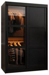 Arte Parma Iii Sliding Door Wardrobe (H2000mm W1200mm D620mm) With Shelves - Black Matt - thumbnail 2