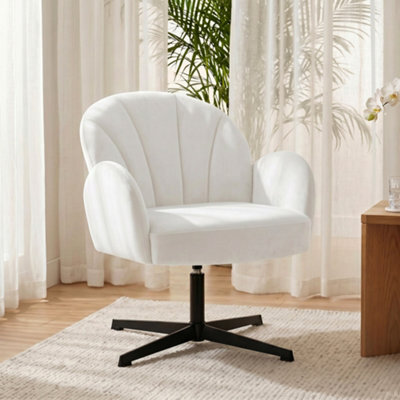 Homcom Modern Accent Chair, Shell Swivel Armchair, Cream - image 1
