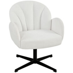 Homcom Modern Accent Chair, Shell Swivel Armchair, Cream - thumbnail 2