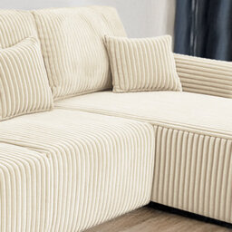 Furnishings For Less UK Vinci Chunky Cord Soft Cream 4 Seater Corner Sofa Right Hand Facing - thumbnail 2