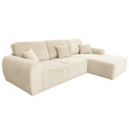 Furnishings For Less UK Vinci Chunky Cord Soft Cream 4 Seater Corner Sofa Right Hand Facing - thumbnail 5
