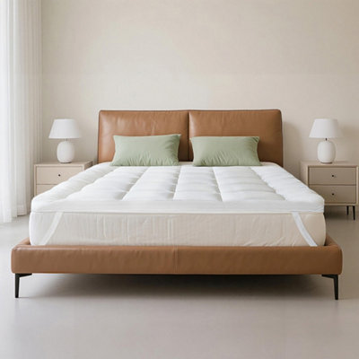 Lavio Mattress Topper 10Cm Deep Soft Microfibre Washable With Strap Double - image 1