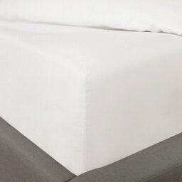 Ohs Polycotton 30Cm Deep Elasticated Fitted Bed Sheet, White - Double