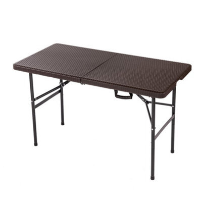 Oypla Heavy Duty Folding Catering Garden Trestle Table - 4Ft, Rattan - image 1