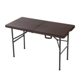 Oypla Heavy Duty Folding Catering Garden Trestle Table - 4Ft, Rattan - thumbnail 1