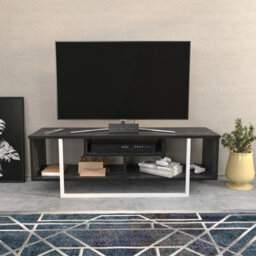 Decorotika Astona Tv Stand Tv Unit For Tvs Up To 55 Inch Black Marble Effect And White - thumbnail 1