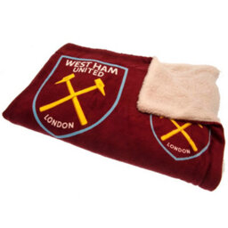 West Ham United Fc Sherpa Fleece Crest Blanket Claret Red/blue/yellow (One Size) - thumbnail 2