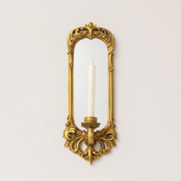 Melody Maison Ornate Metal Antique Gold Mirrored Candle Sconce - thumbnail 5