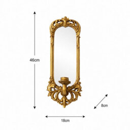 Melody Maison Ornate Metal Antique Gold Mirrored Candle Sconce - thumbnail 8