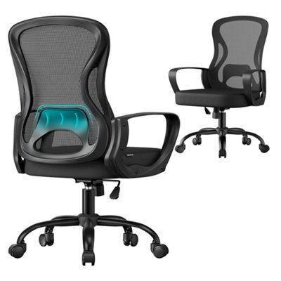 LEDREM Ergonomic Office Chair, Mesh Swivel Desk Chair With Lumbar Support, Rocking Function, Armrests, For Home Office, Bedroom - image 1