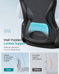 LEDREM Ergonomic Office Chair, Mesh Swivel Desk Chair With Lumbar Support, Rocking Function, Armrests, For Home Office, Bedroom - thumbnail 4
