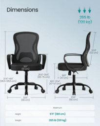 LEDREM Ergonomic Office Chair, Mesh Swivel Desk Chair With Lumbar Support, Rocking Function, Armrests, For Home Office, Bedroom - thumbnail 3