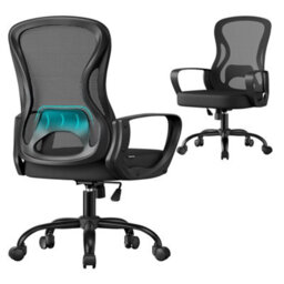 LEDREM Ergonomic Office Chair, Mesh Swivel Desk Chair With Lumbar Support, Rocking Function, Armrests, For Home Office, Bedroom - thumbnail 1